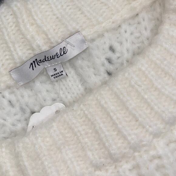 Madewell Pointelle Knowe Chunky Sweater Crewneck Vest Fuzzy Wool Blend Size S - Picture 3 of 4